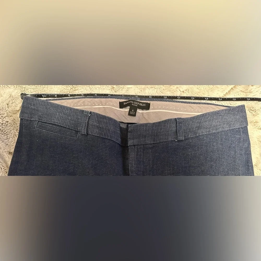 Banana Republic Sloan Pants Blue Chambray Slim Ankle - Picture 2 of 15